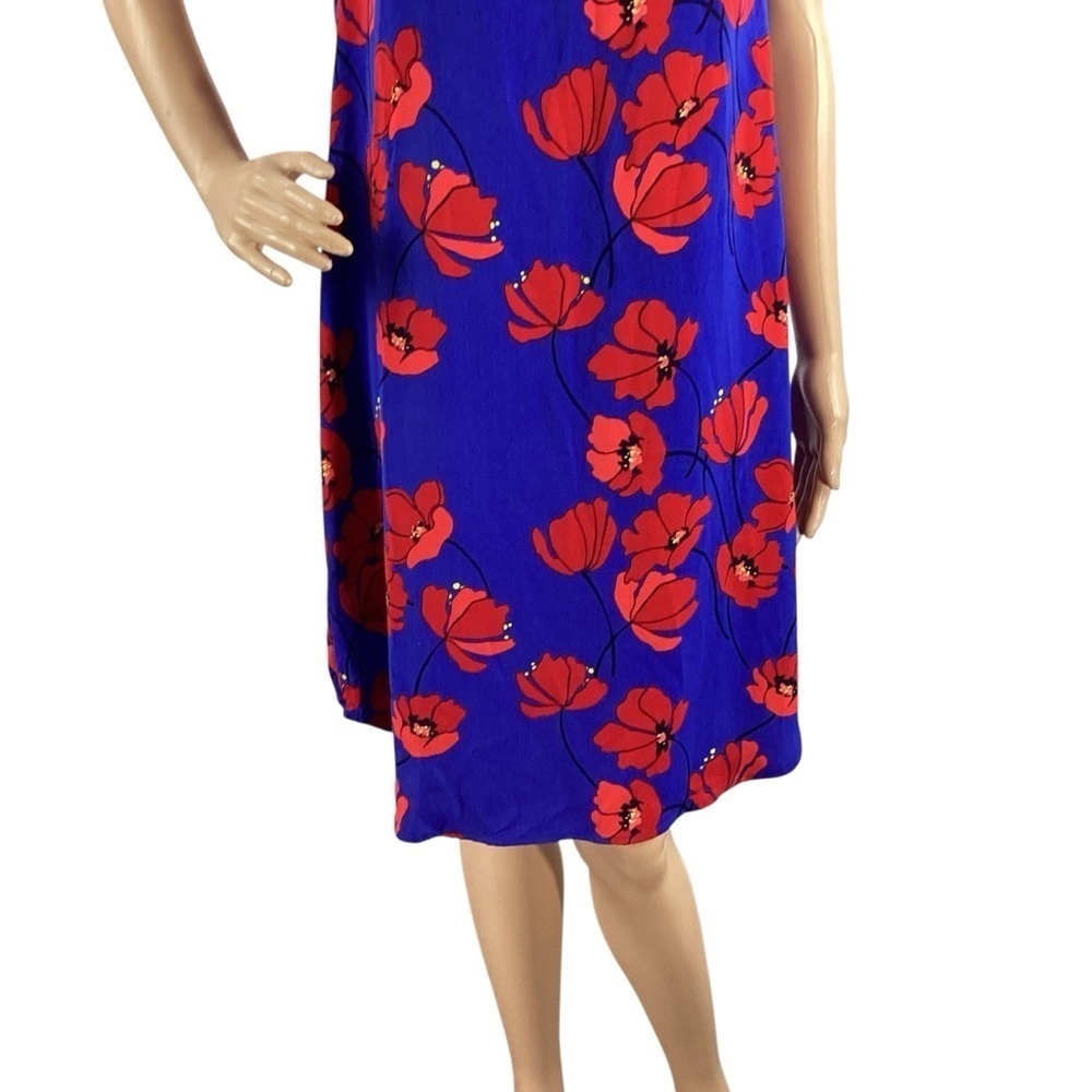 41 Hawthorn Jeanie Floral Ruffle Neck Sleeveless Dress Blue Red L - Picture 3 of 7